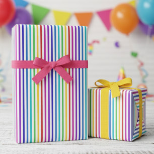 Papier Cadeau Couleurs Rayées Arc-en-ciel Amusantes