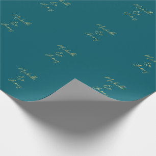 Papier Cadeau Couleurs Turquoise foncé et or Professionnel tenda