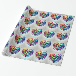 Papier Cadeau Couleurs vives du coeur arc-en-ciel