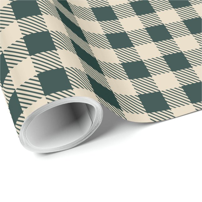 Papier Cadeau Country Cottage Plaid Green (Coin rond)