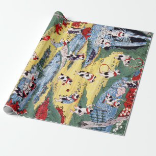 Papier Cadeau Country japonaise Cats, Utagawa Kunitoshi