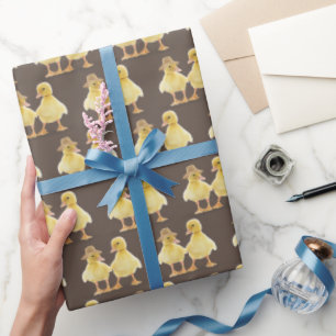 Papier Cadeau Couple De Canard Fuzzé Sur Brown