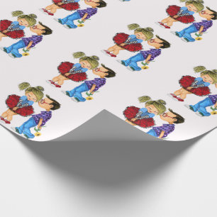 Papier Cadeau Couple mignon Ton papier d'enveloppement de la Sai