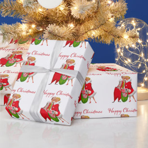 Papier Cadeau Couple Vintage 1950 avec sac cadeau de Noël