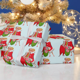 Papier Cadeau Couple Vintage de Noël 1950