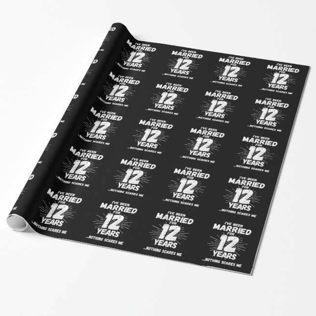 Papier Cadeau Couples mariés 12 ans drôle 12ème anniversaire (Déroulé)