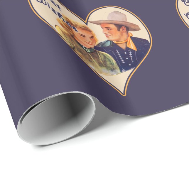 Papier Cadeau Couples occidentaux de cow-girl de cowboy (Coin rond)
