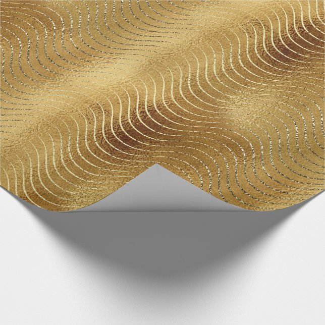 Papier Cadeau Courbes de Parties scintillant en or de luxe (Coin)