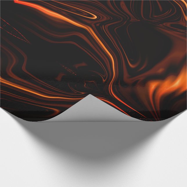 Papier Cadeau Courbes ou ondulations corail, sur papier fond som (Coin)