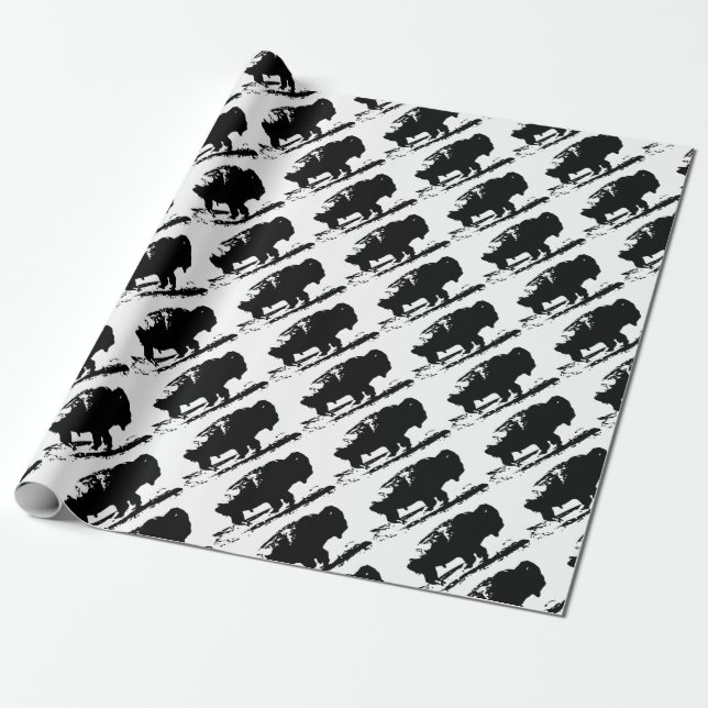 Papier Cadeau Courir Buffalo Bison Pop Art (Déroulé)