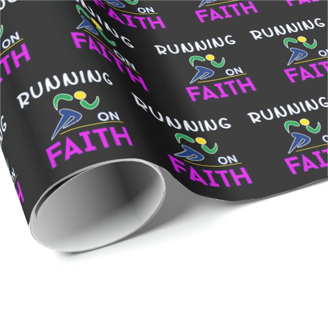 Papier Cadeau Courir sur la foi Christian Runner (Coin rond)