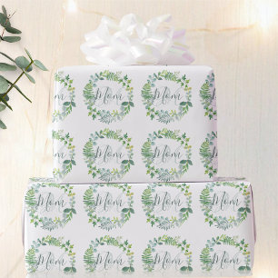 Papier Cadeau Couronne de feuillage de verdure pour la fête des 