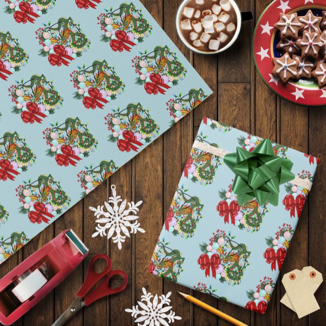 Papier Cadeau Couronne de Noël du dragon chinois (Créateur téléchargé)