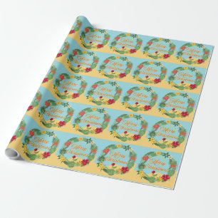 Papier Cadeau Couronne de Noël tropicale