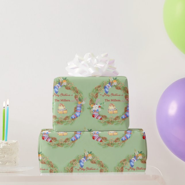 Papier Cadeau Couronne de Noël Verdure d'hiver Cône Cadeaux de f (Cadeaux de fête)