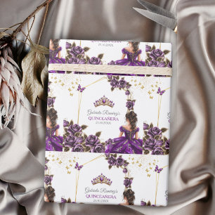 Papier Cadeau Couronne de roses violettes Quinceañera