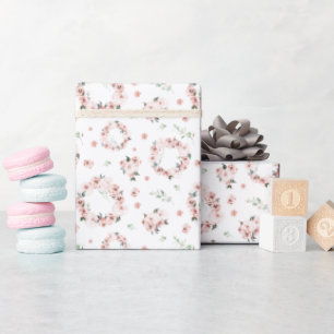 Papier Cadeau Couronne florale rose pastel