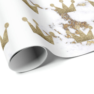 Papier Cadeau Couronne Gold Sepia Noir Métallo Minimalisme Marbr