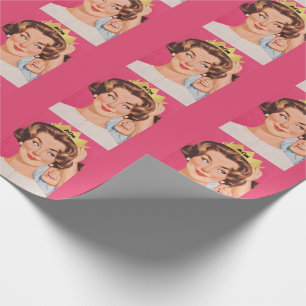 Papier Cadeau Couronne Maman Rétro Vintage Fête des Mères
