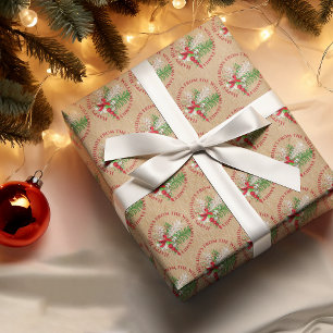 Papier Cadeau Couronne personnalisée rouge blanc bonbon vert feu