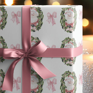 Papier Cadeau Couronnes de Noël de style vintage chic pour le Pè