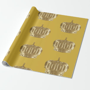 Papier Cadeau Couronnes du roi d'or vintage