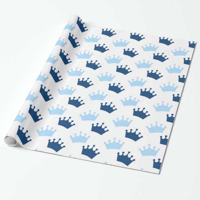 Papier Cadeau Couronnes Royales Bleues Fairytale Prince Storyboo (Déroulé)