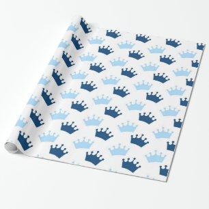 Papier Cadeau Couronnes royales bleues fête de conte de fées pri