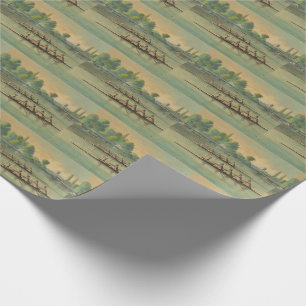 Papier Cadeau Course de rameurs d'aviron vintage