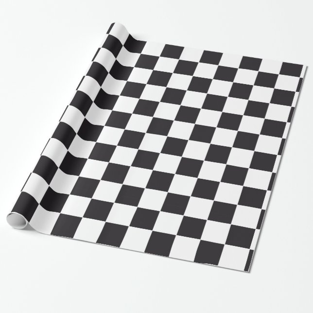 Papier Cadeau Courses d'automobiles/motif d'échecs + votre (Déroulé)