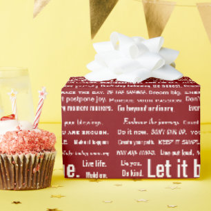 Papier Cadeau Courtes citations inspirantes sur fond rouge
