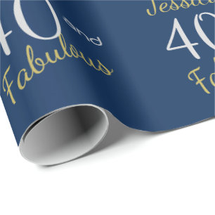 Papier Cadeau Coutume 40 et anniversaire de bleu fabuleux