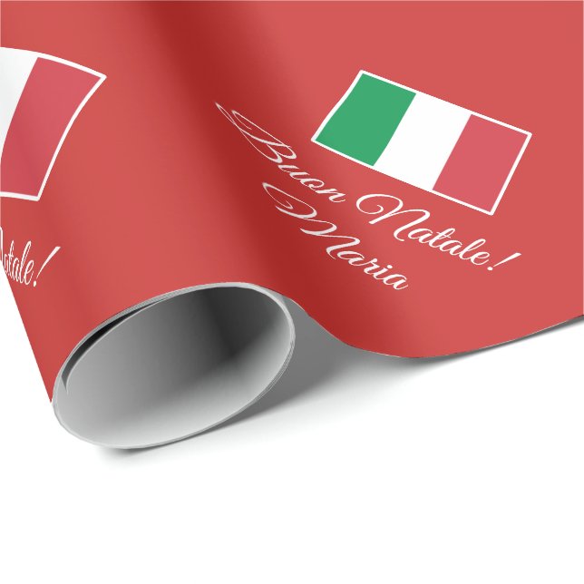 Papier Cadeau Coutume italienne de vacances de Noël de drapeau (Coin rond)