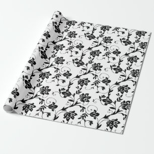 Papier Cadeau coutumes élégantes florale noires du motif et