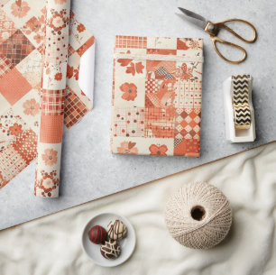 Papier Cadeau Couverture en terre cuite à carreaux Cottagecore F