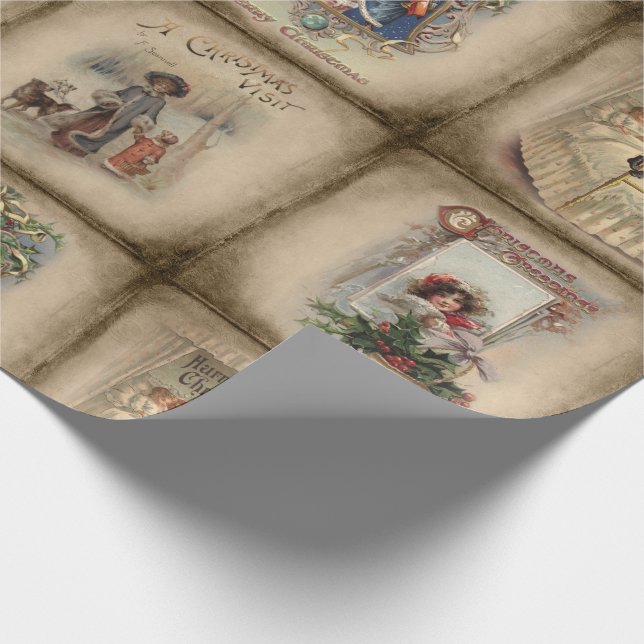 Papier Cadeau Couvertures de livres de Noël rustiques victoriens (Coin)