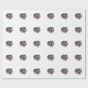 Papier Cadeau Cow-boy de Rodéo Vintage Patriotique Cavalier de C