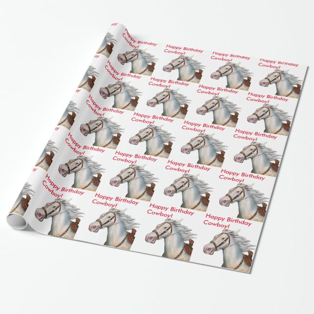 Papier Cadeau Cowboy de joyeux anniversaire (Déroulé)