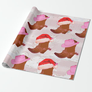 Papier Cadeau Cowboy de Noël Cowboy Russe rose