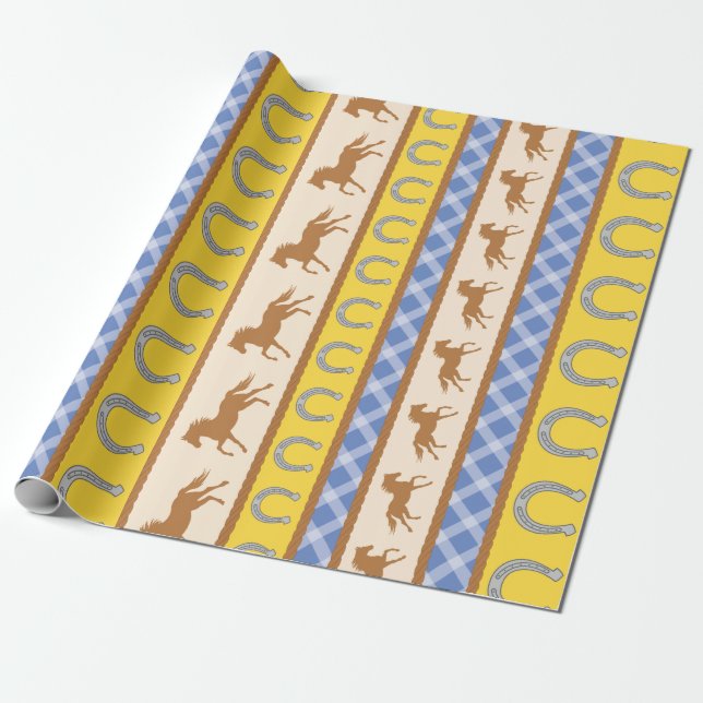 Papier Cadeau Cowboy Horse Pony Cute 1er Anniversaire Thème de f (Déroulé)
