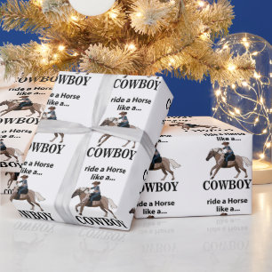 Papier Cadeau Cowboy Monte Un Cheval Comme Un Cowboy