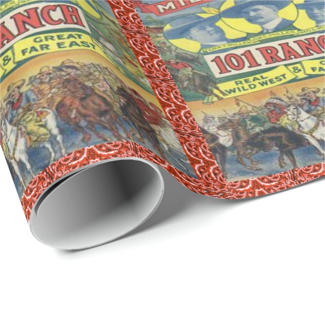 Papier Cadeau Cowboy occidental de rodéo de 101 ranchs (Coin rond)