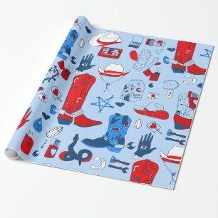 Papier Cadeau cowboy patriotique wiccan cowgirl western