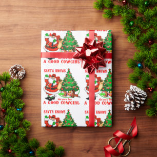 Papier Cadeau Cowboy Père Noël Sait Que Vous Avez Été Une Bonne 