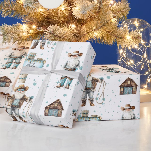 Papier Cadeau Cowboy Santa  (Vacances)