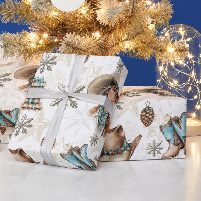 Papier Cadeau Cowgirl Christmas  (Vacances)