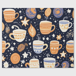 Papier Cadeau Cozy Celestial Coffee Mugs & Tea Cups Repeating 