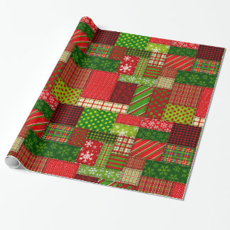 Papier Cadeau Cozy Christmas Patchwork Quilt Wrapping Paper
