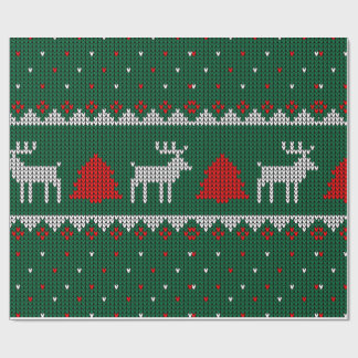 Papier Cadeau Cozy Knitted Reindeer Christmas Wrapping