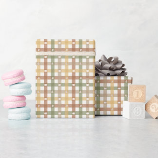 Papier Cadeau Cozy Rustic Ghingham Pattern Wrapping Paper Roll